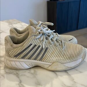 Grade School Big Kids’ K-Swiss Tennis Sneakers - white/black - size 3.5Y